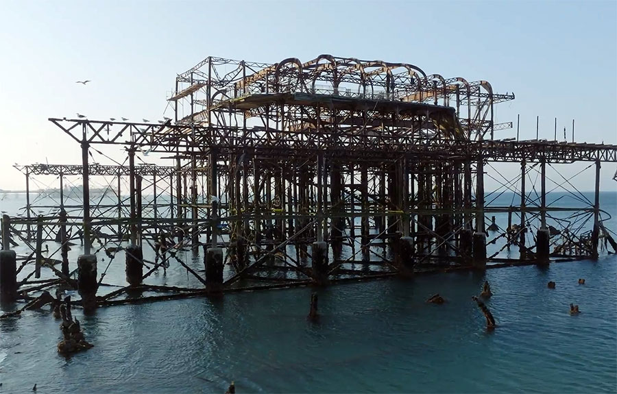 Soaring over the West Pier Drone Filming West Pier Ruins 1st